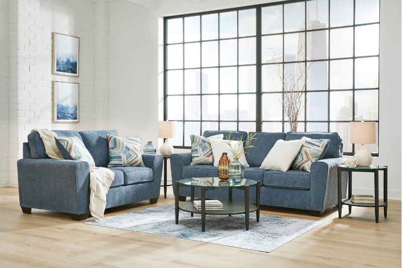 SALA CASHTON BLUE - SOFÁ Y LOVESEAT